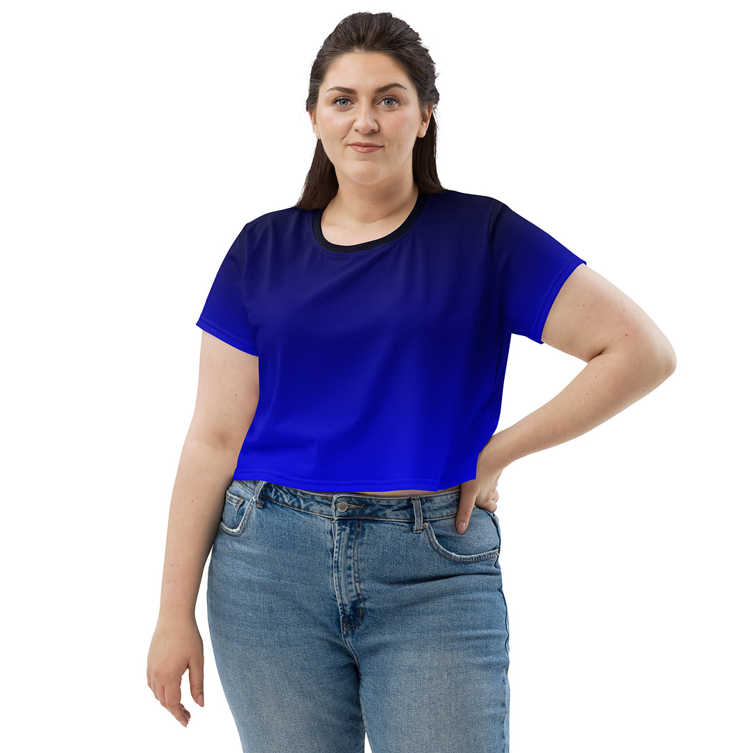 Gradient Blue/Black Crop Tee - Image 2