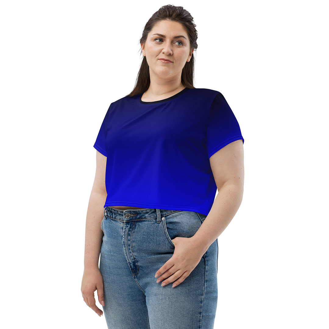 Gradient Blue to Black  Crop Tee - Image 2