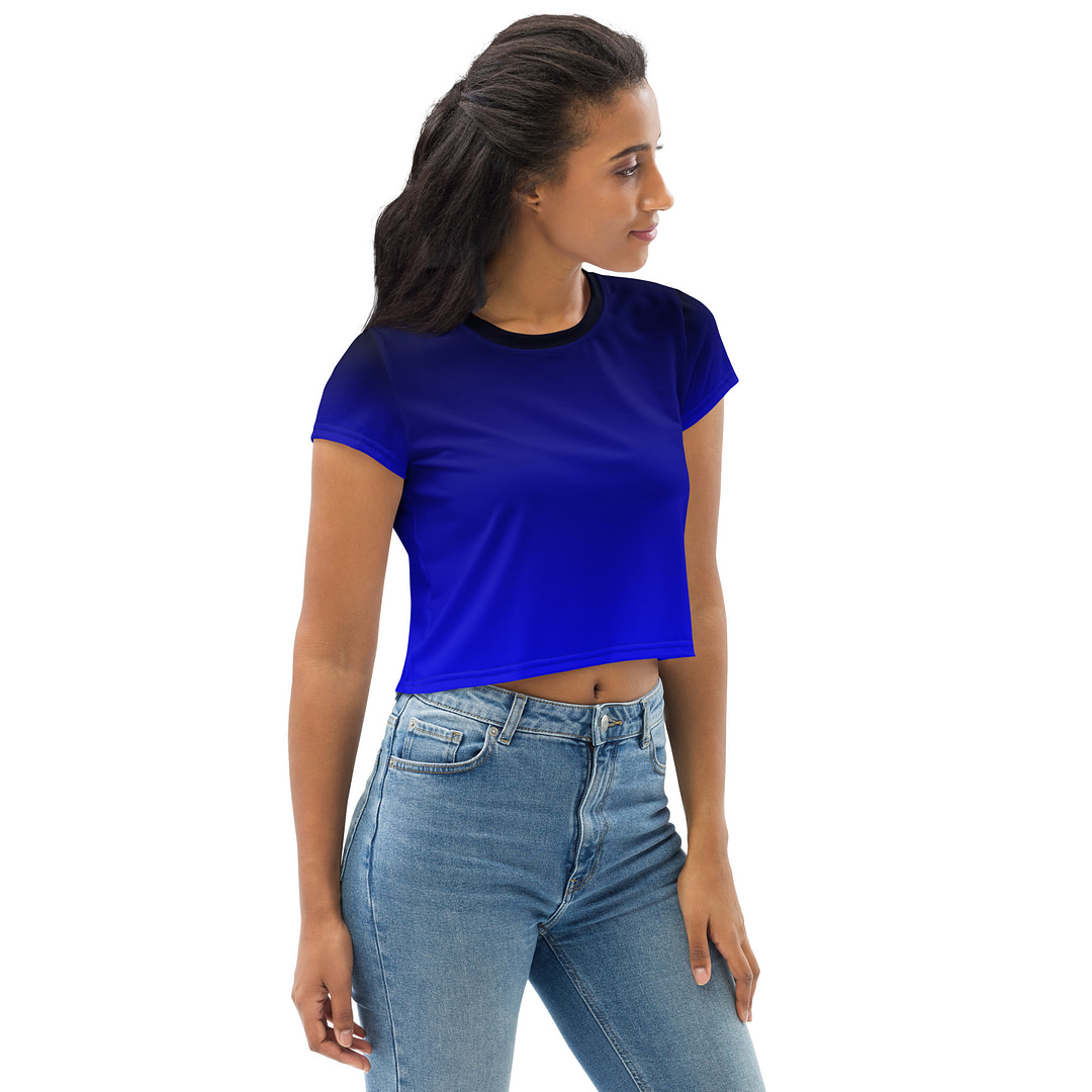Gradient Blue to Black  Crop Tee - Image 3
