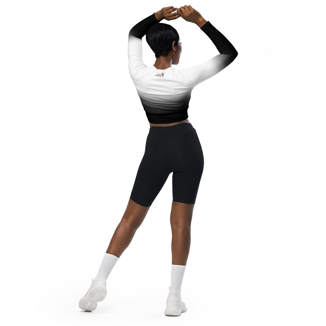 Gradient White/Black long-sleeve crop top - Image 7