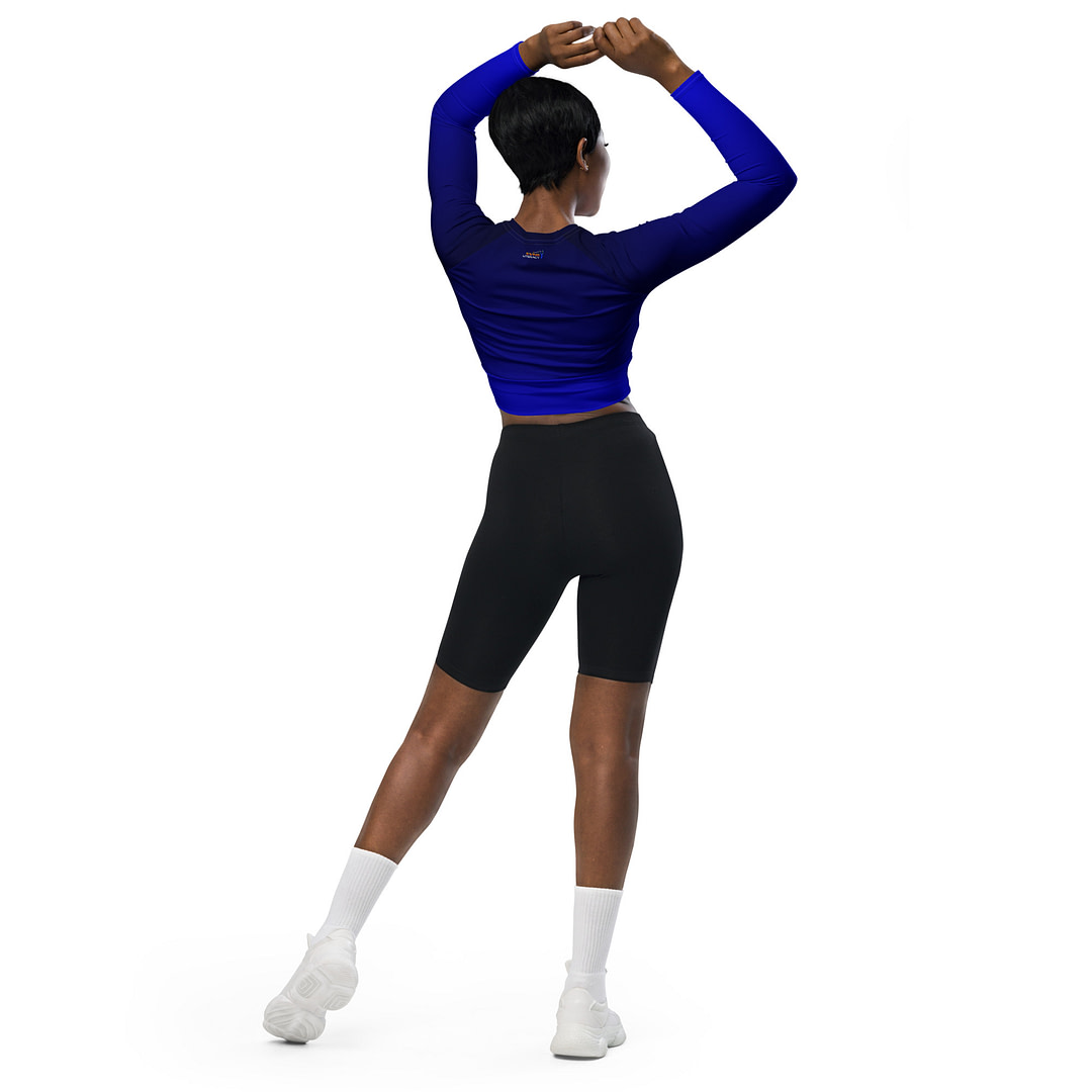 Gradient Blue/Black long-sleeve crop top - Image 6