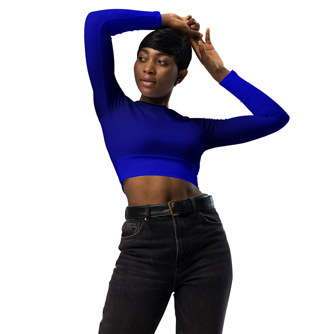 Gradient Blue/Black long-sleeve crop top - Image 5
