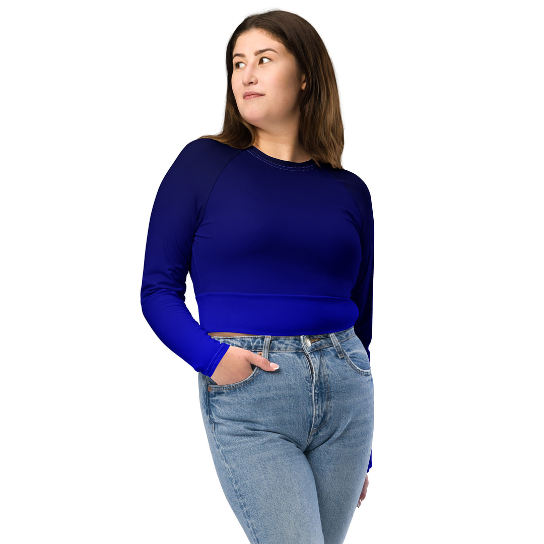 Gradient Blue/Black long-sleeve crop top - Image 2