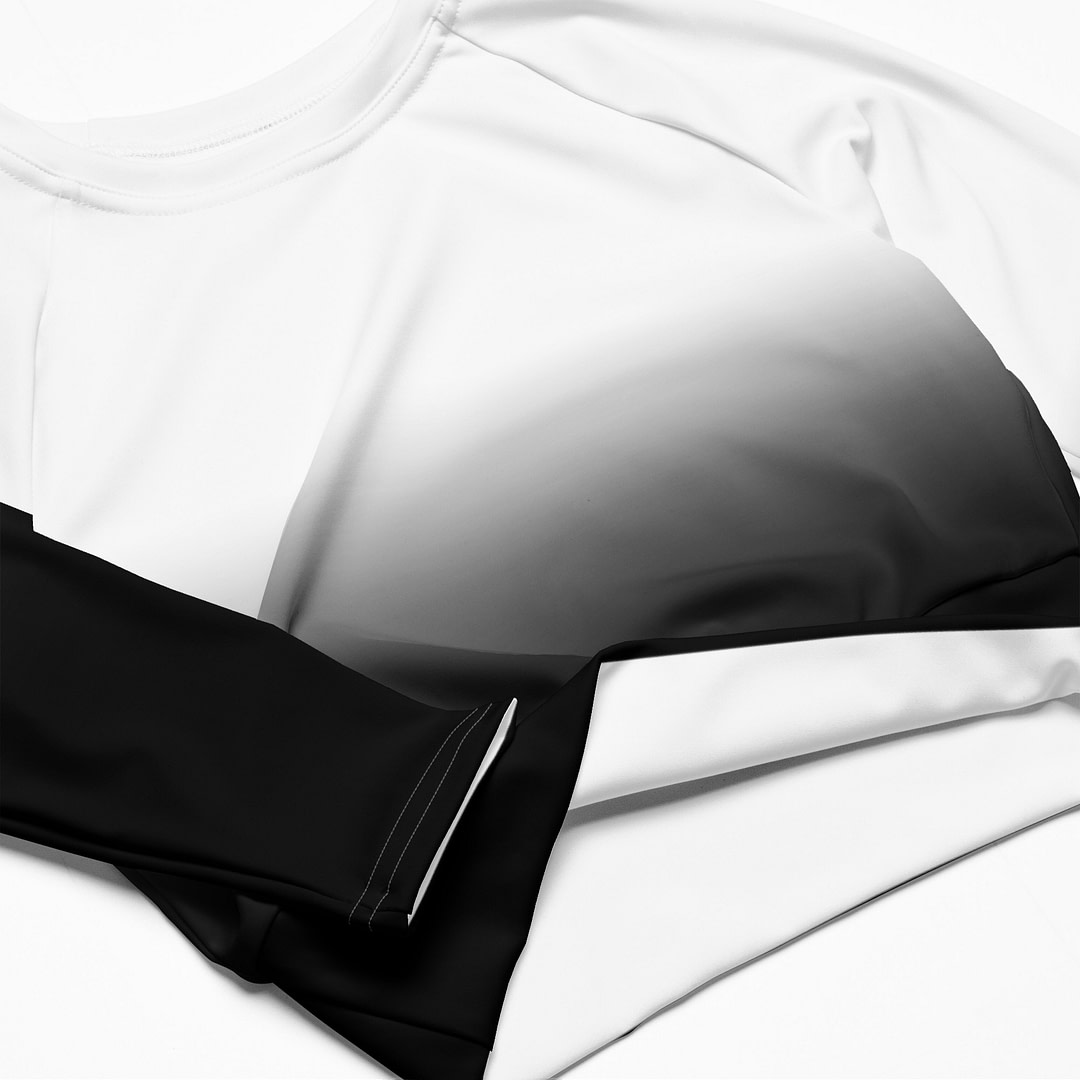 Gradient White/Black long-sleeve crop top - Image 4