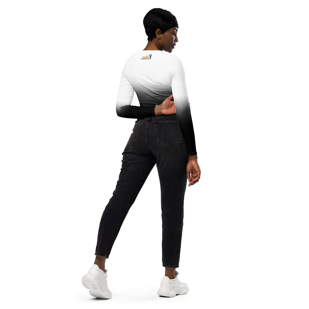 Gradient White/Black long-sleeve crop top - Image 8