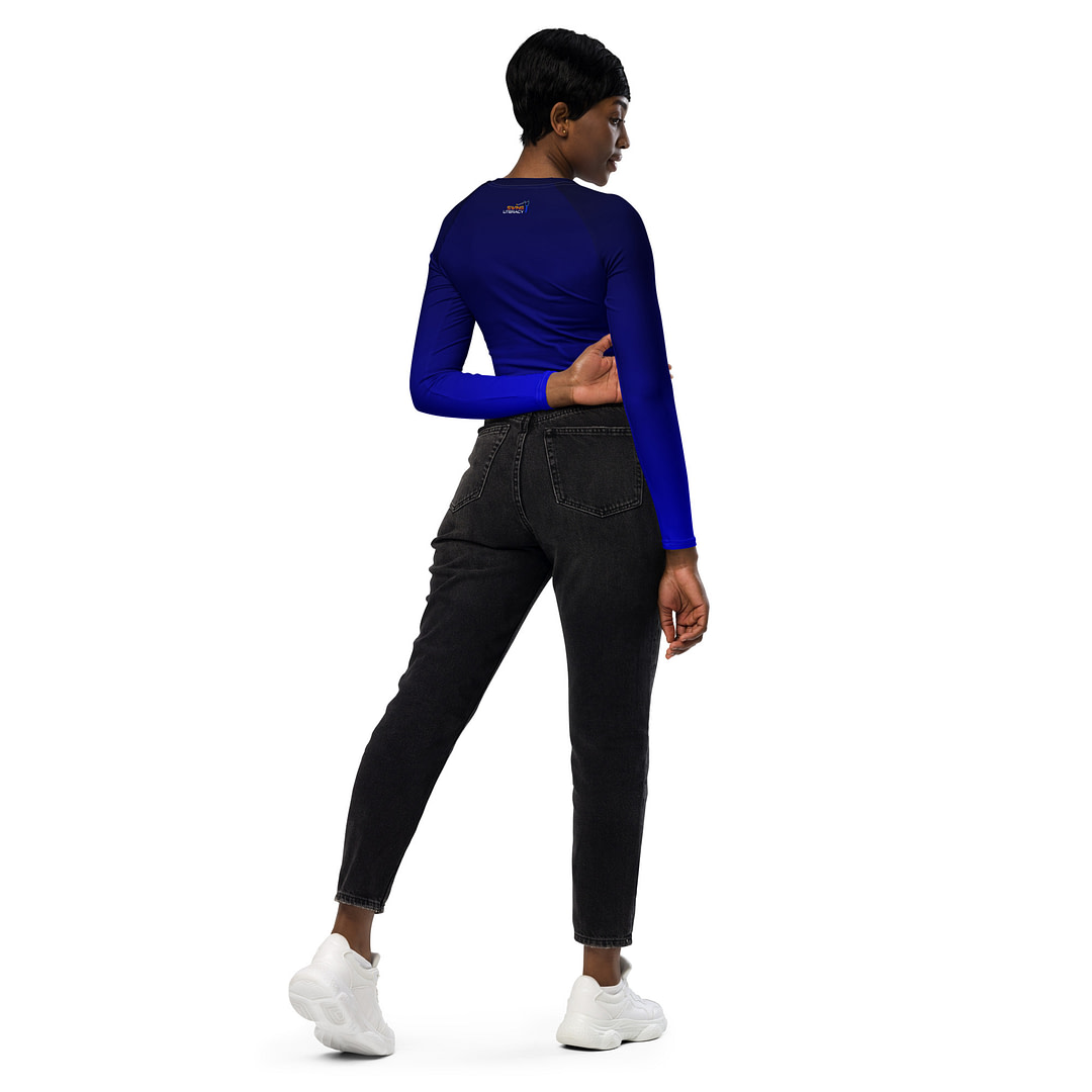Gradient Black-to Blue long-sleeve crop top - Image 4