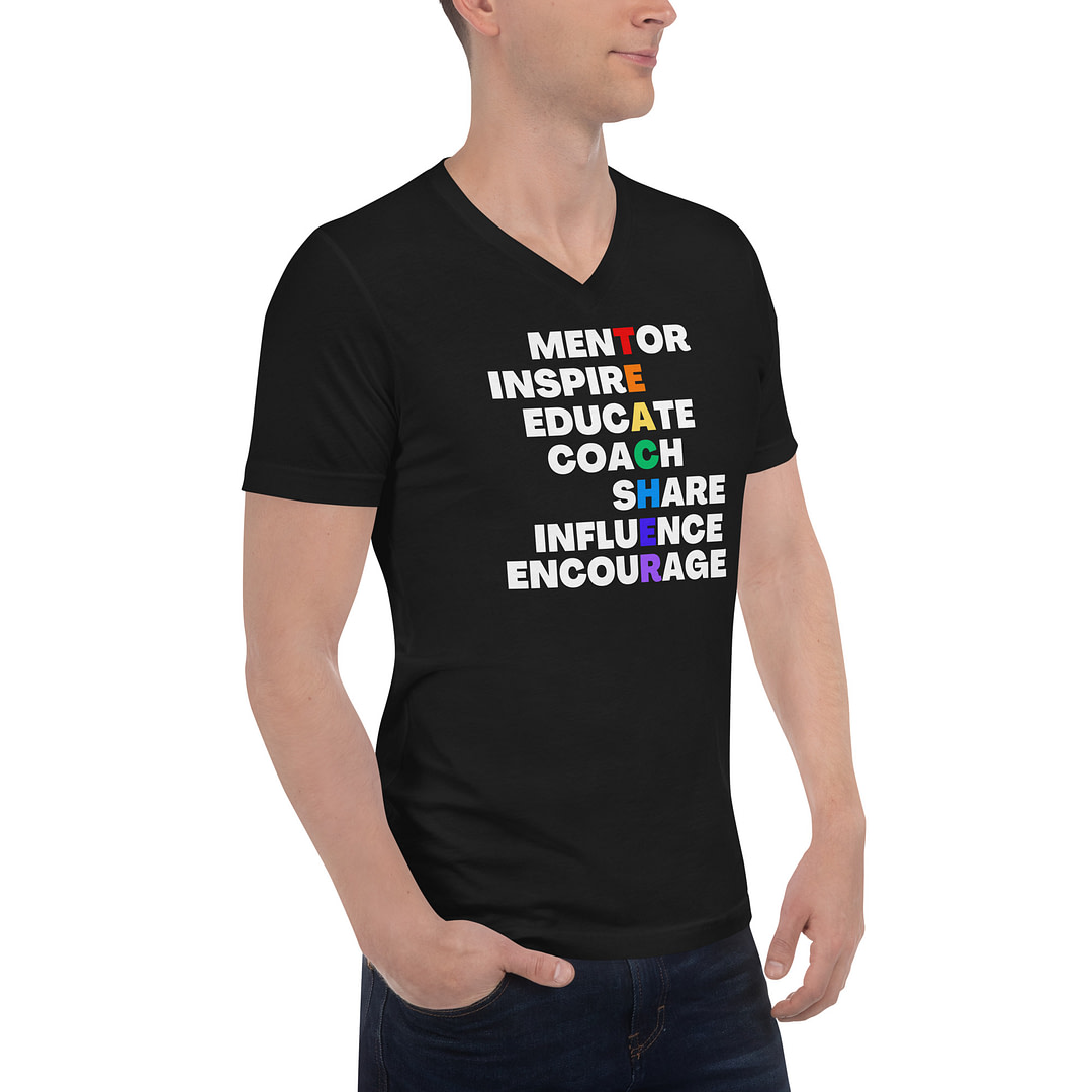 TEACHER Unisex Short Sleeve V-Neck T-Shirt - Image 5