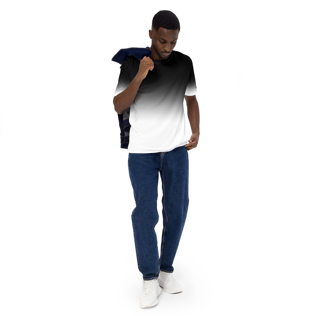 Gradient Black to White Men's t-shirt - Image 3