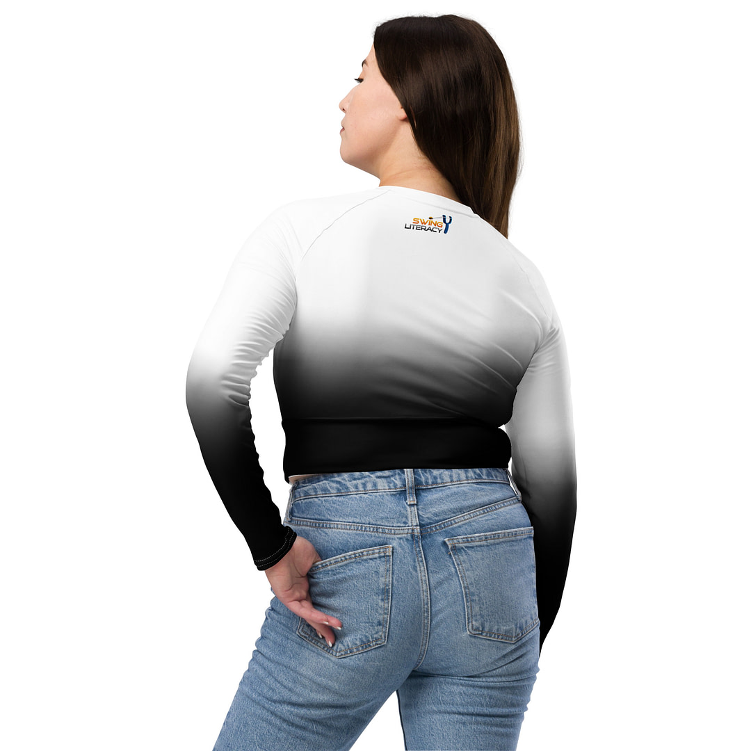 Gradient White/Black long-sleeve crop top - Image 3