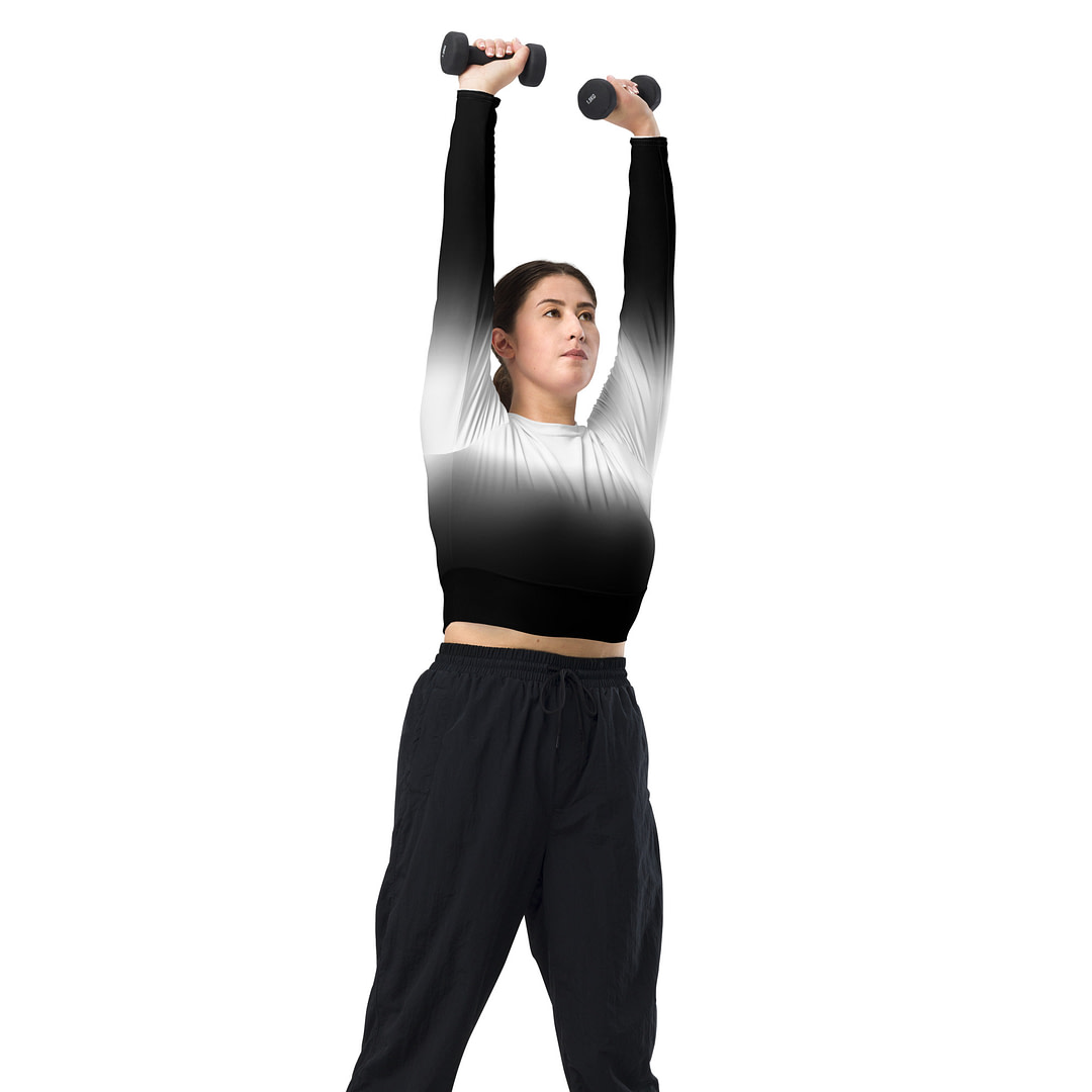 Gradient White/Black long-sleeve crop top - Image 5