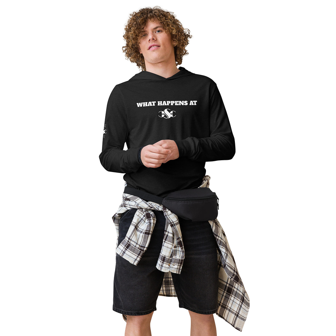 WHAT HAPPENS AT CSC Hooded long-sleeve tee