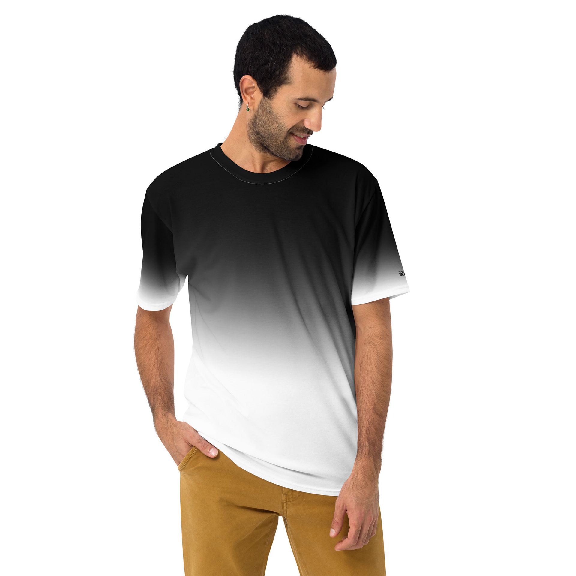 Gradient Black to White Men's t-shirt - Image 2