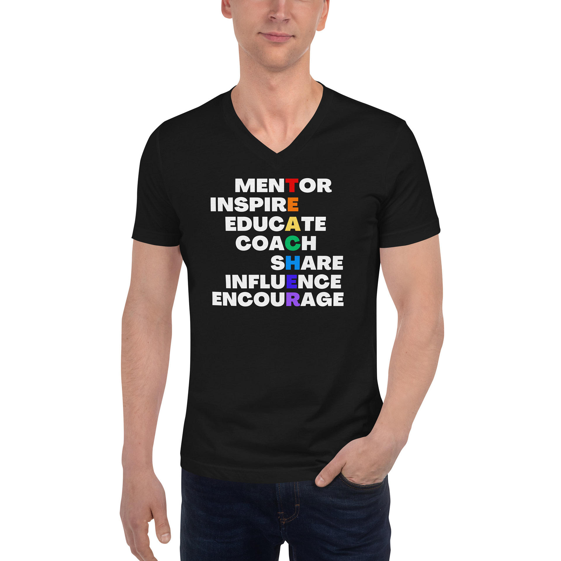 TEACHER Unisex Short Sleeve V-Neck T-Shirt