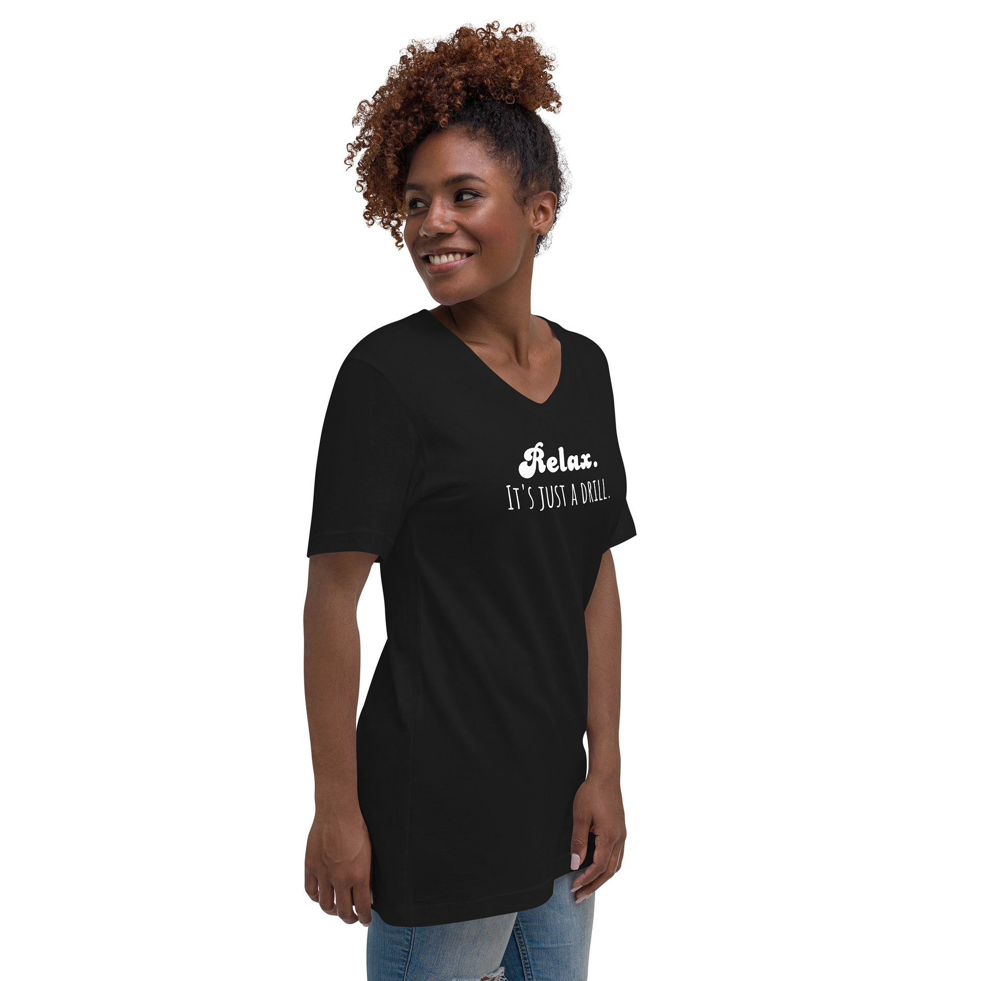 IT'S JUST A DRILL Unisex Short Sleeve V-Neck T-Shirt - Image 6