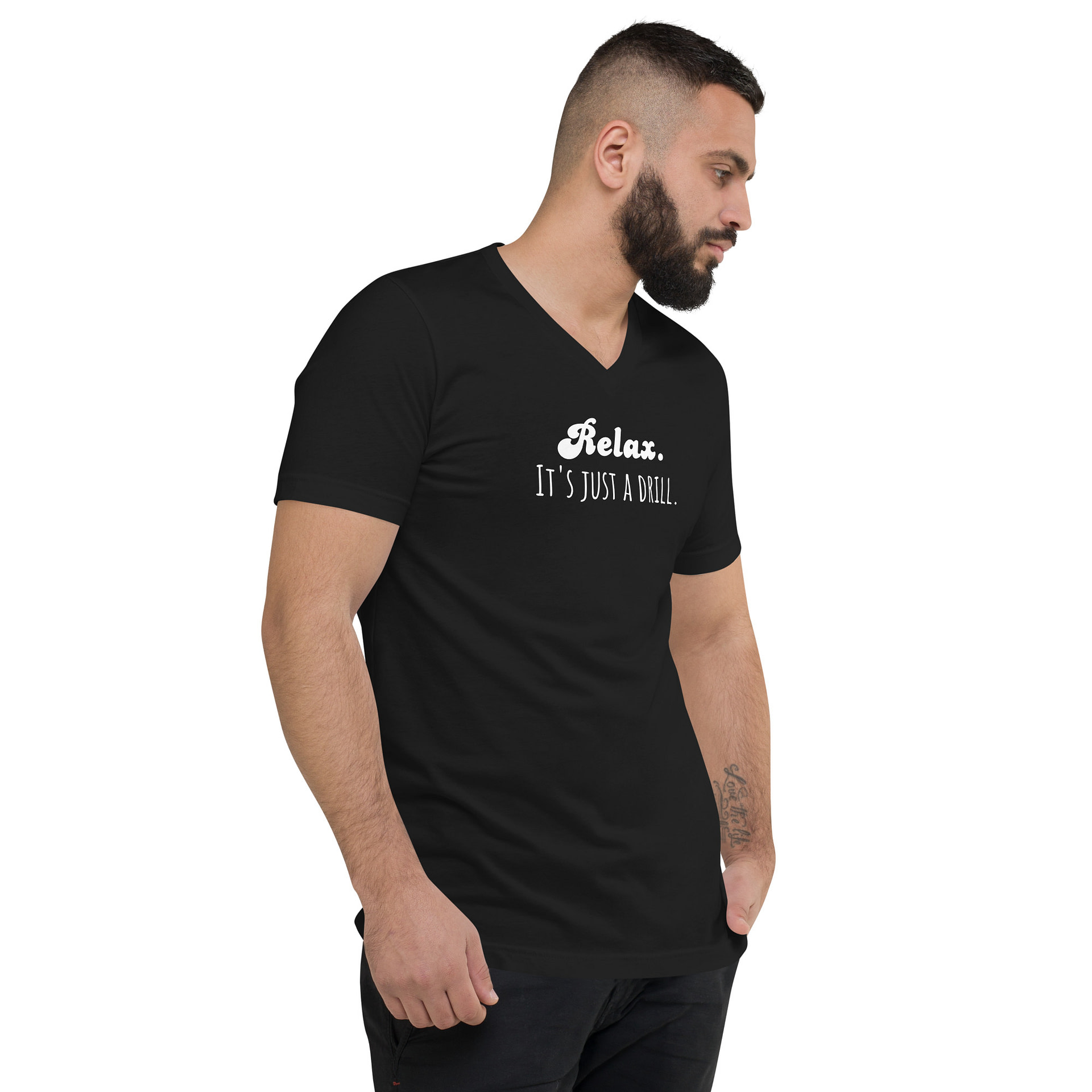 IT'S JUST A DRILL Unisex Short Sleeve V-Neck T-Shirt - Image 9