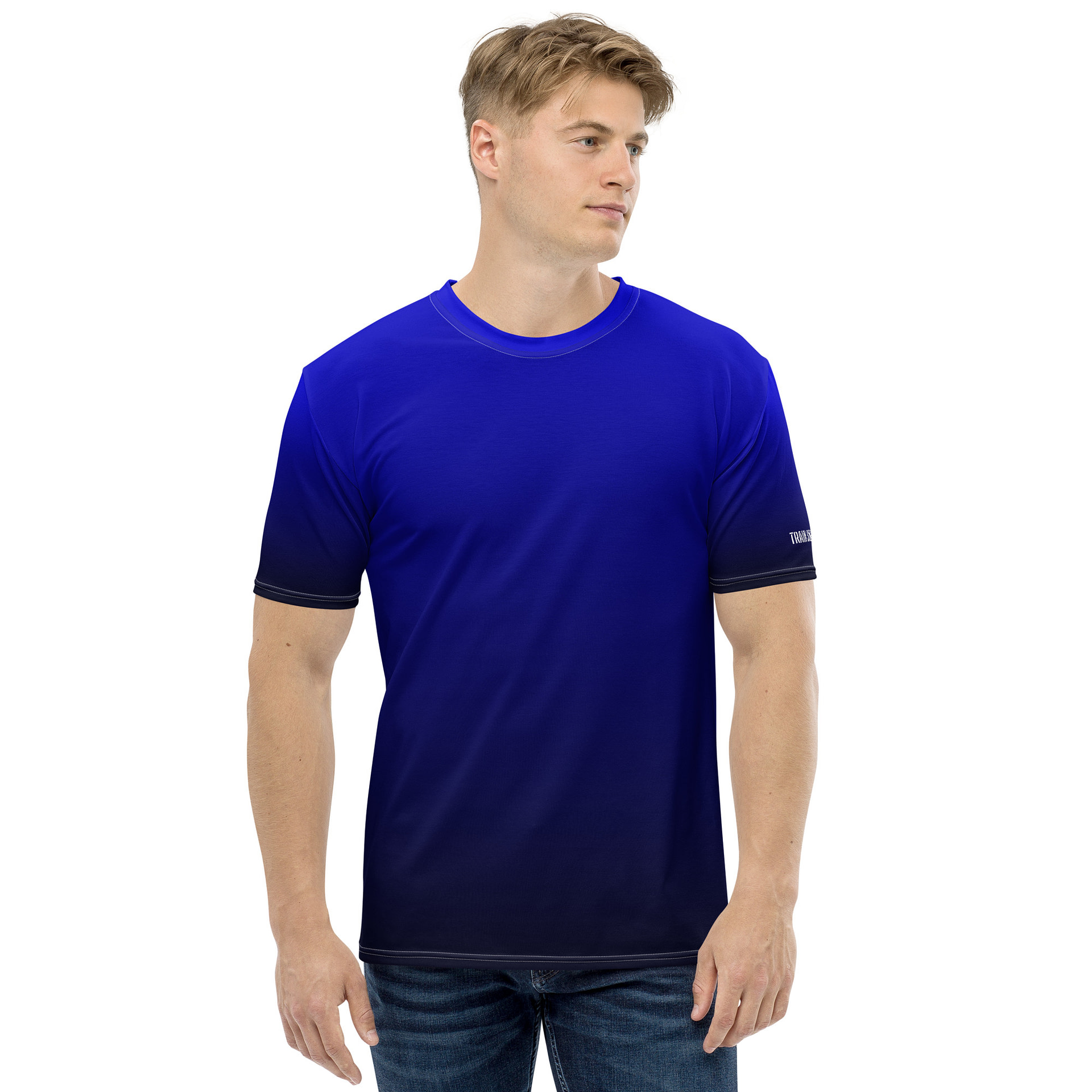 【BLUE】Gradation tee L/S Gradient Blue to Black Men's t-shirt - SwingLiteracy.com